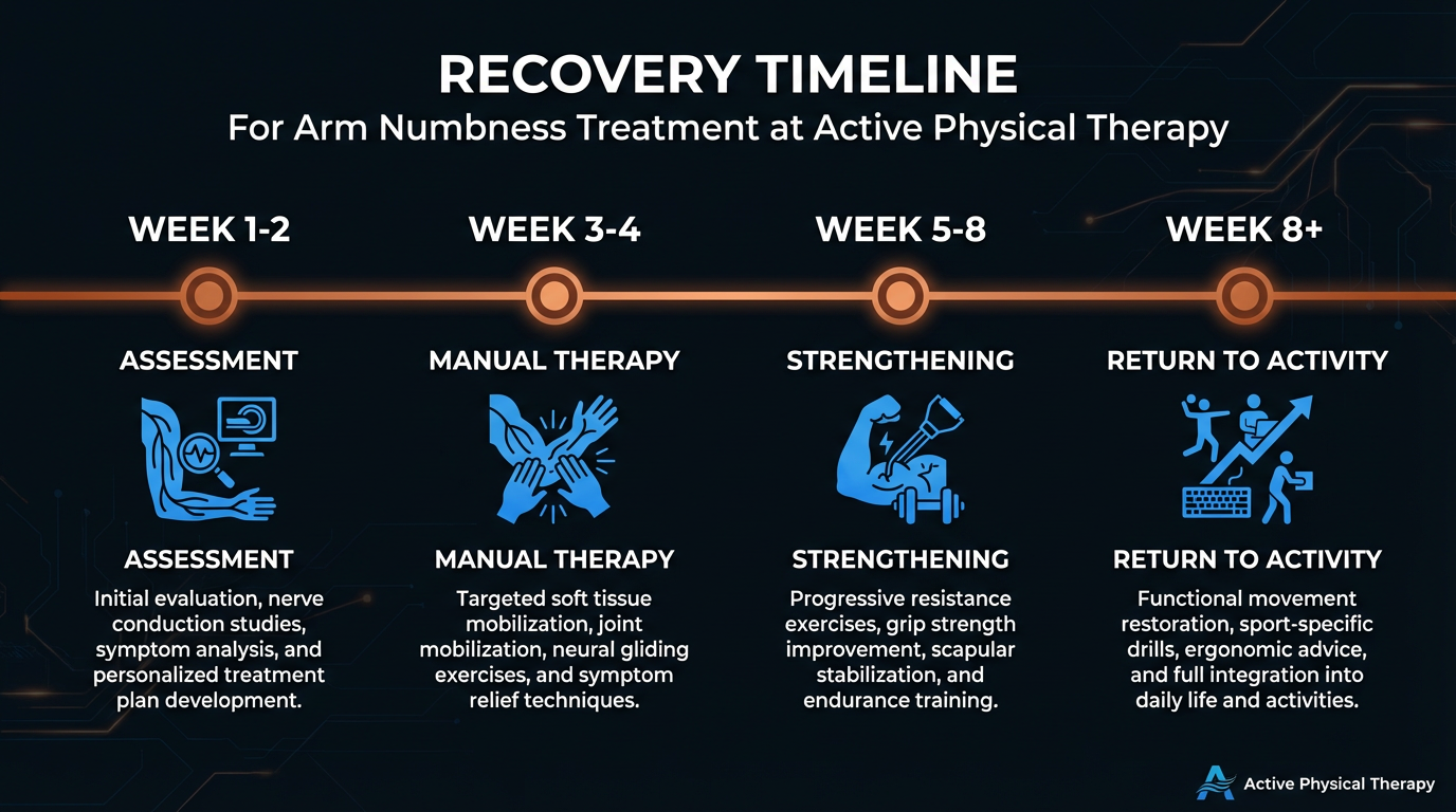 Treatment timeline overview for arm numbness